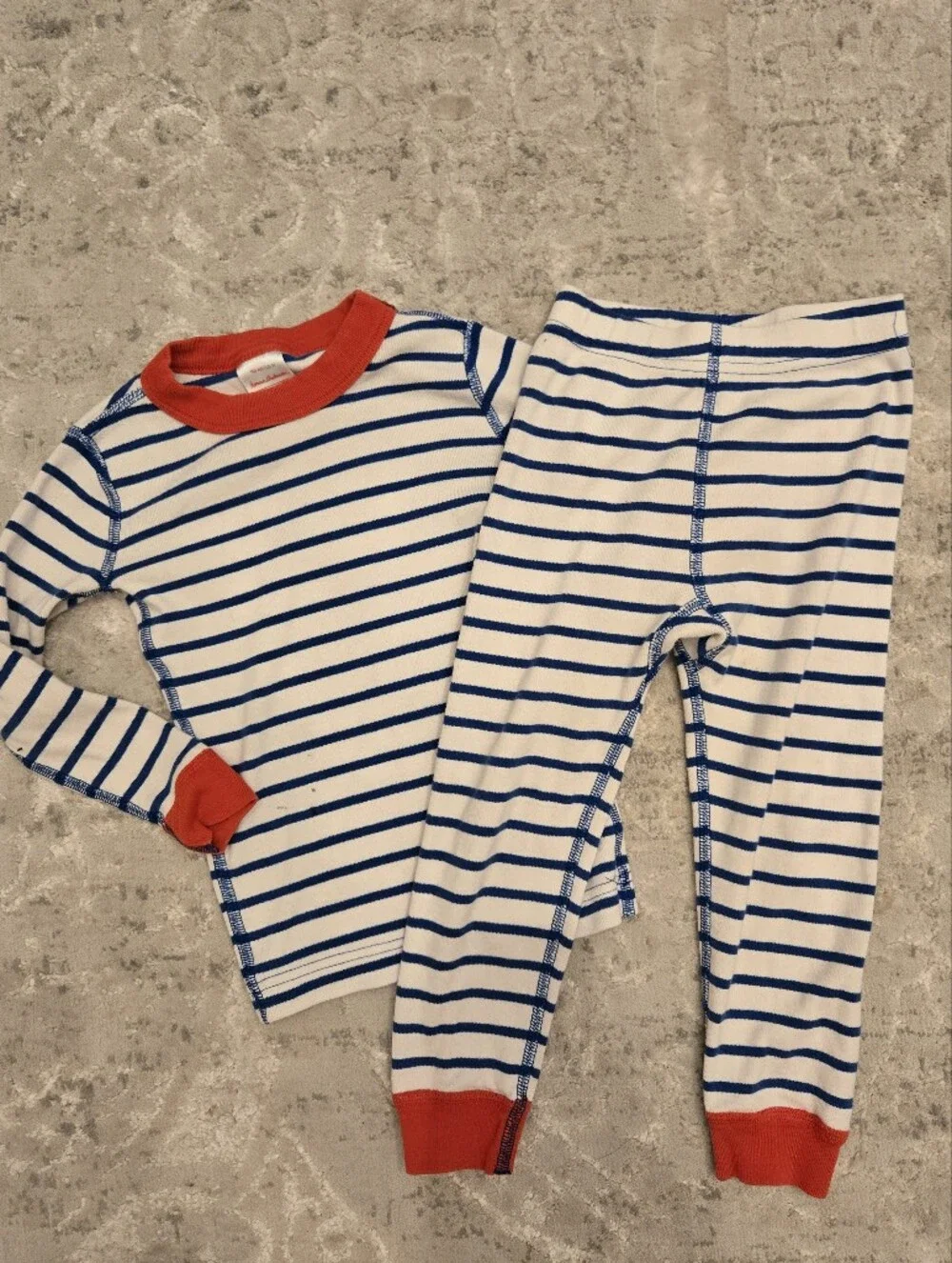 Hanna Andersson Red White Blue Striped Print 2pc Pajama Set